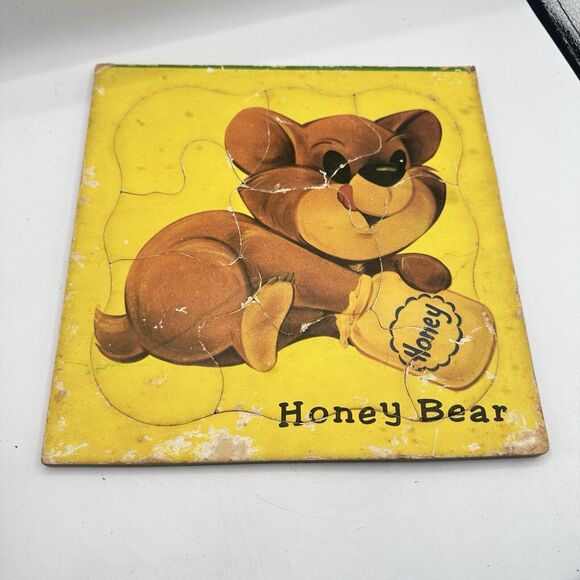 X4 Vintage Children Puzzles 1950 Kitsch Toys HTF Bear Duck Puppy Bunny - Picture 3 of 13